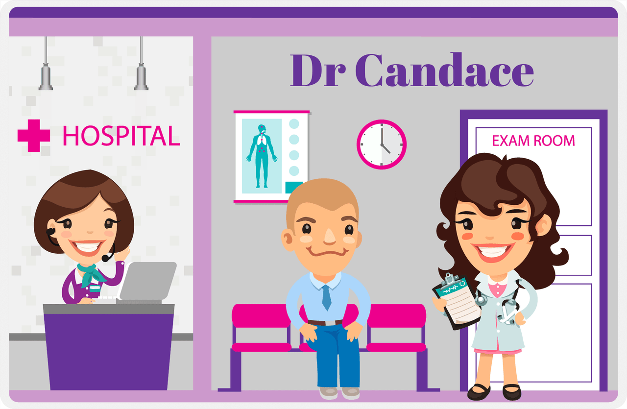 Personalized Doctors & Nurses Placemat XIII - Reception Area - Brunette Girl -  View