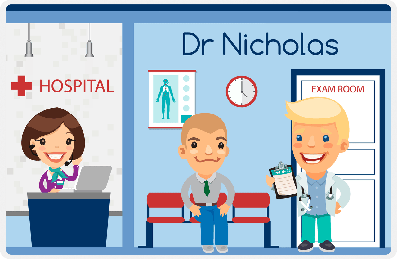Personalized Doctors & Nurses Placemat XIV - Reception Area - Blond Boy -  View