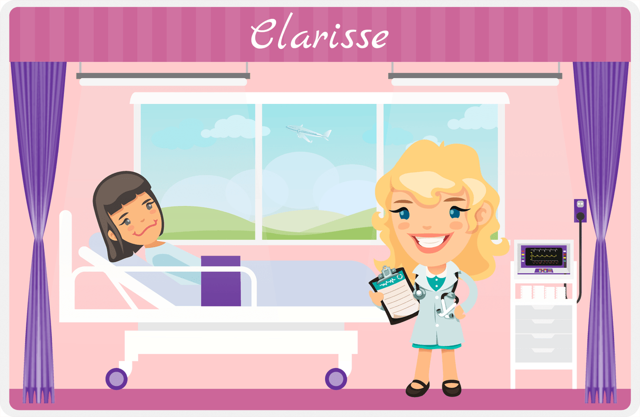 Personalized Doctors & Nurses Placemat XV - Recovery Room - Blonde Girl -  View