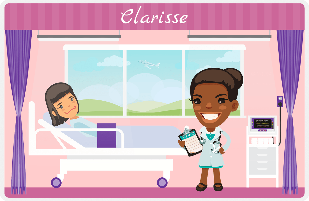 Personalized Doctors & Nurses Placemat XV - Recovery Room - Black Girl II -  View