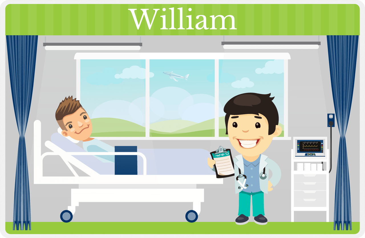Personalized Doctors & Nurses Placemat XVI - Recovery Room - Asian Boy -  View