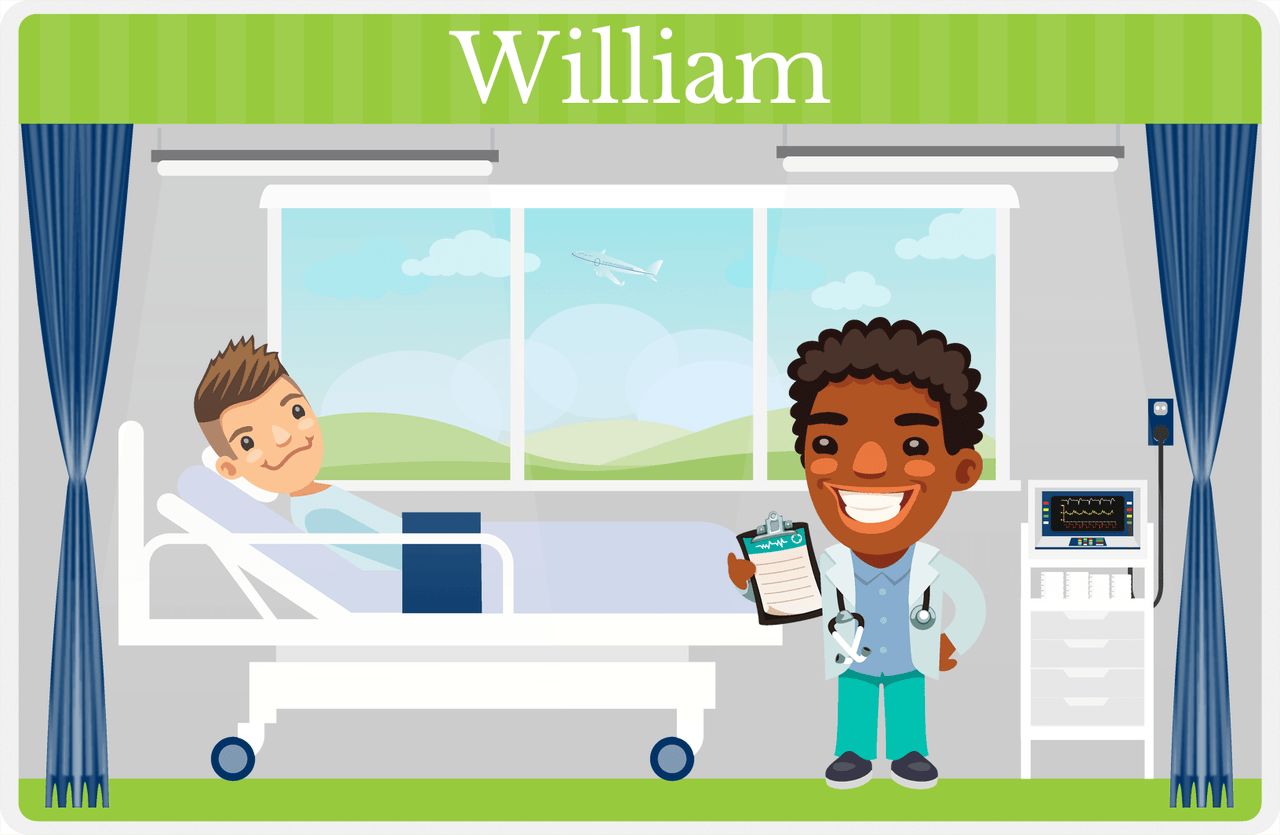 Personalized Doctors & Nurses Placemat XVI - Recovery Room - Black Boy II -  View