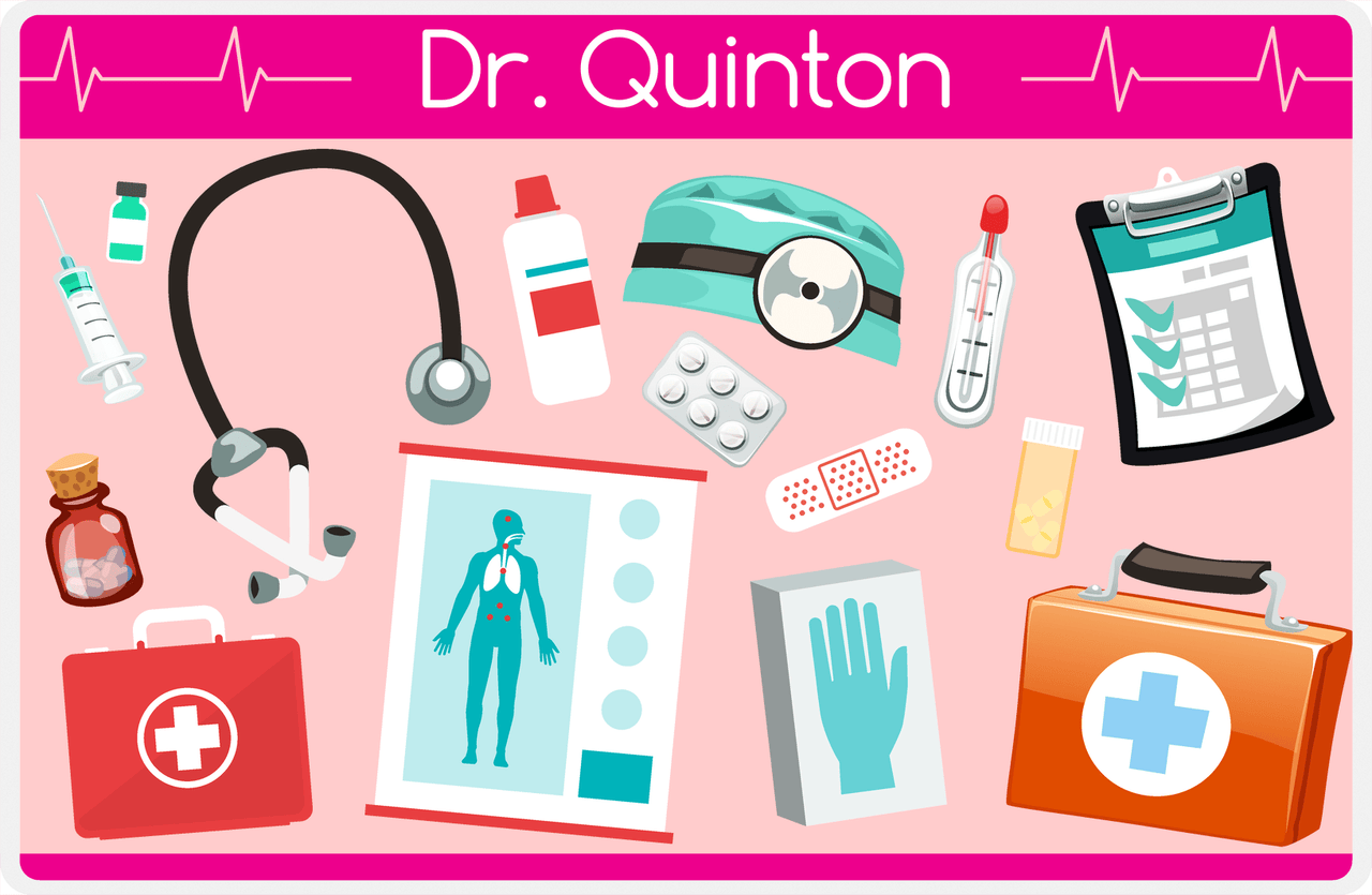 Personalized Doctors & Nurses Placemat XVII - Doctor Gear - Pink Background -  View