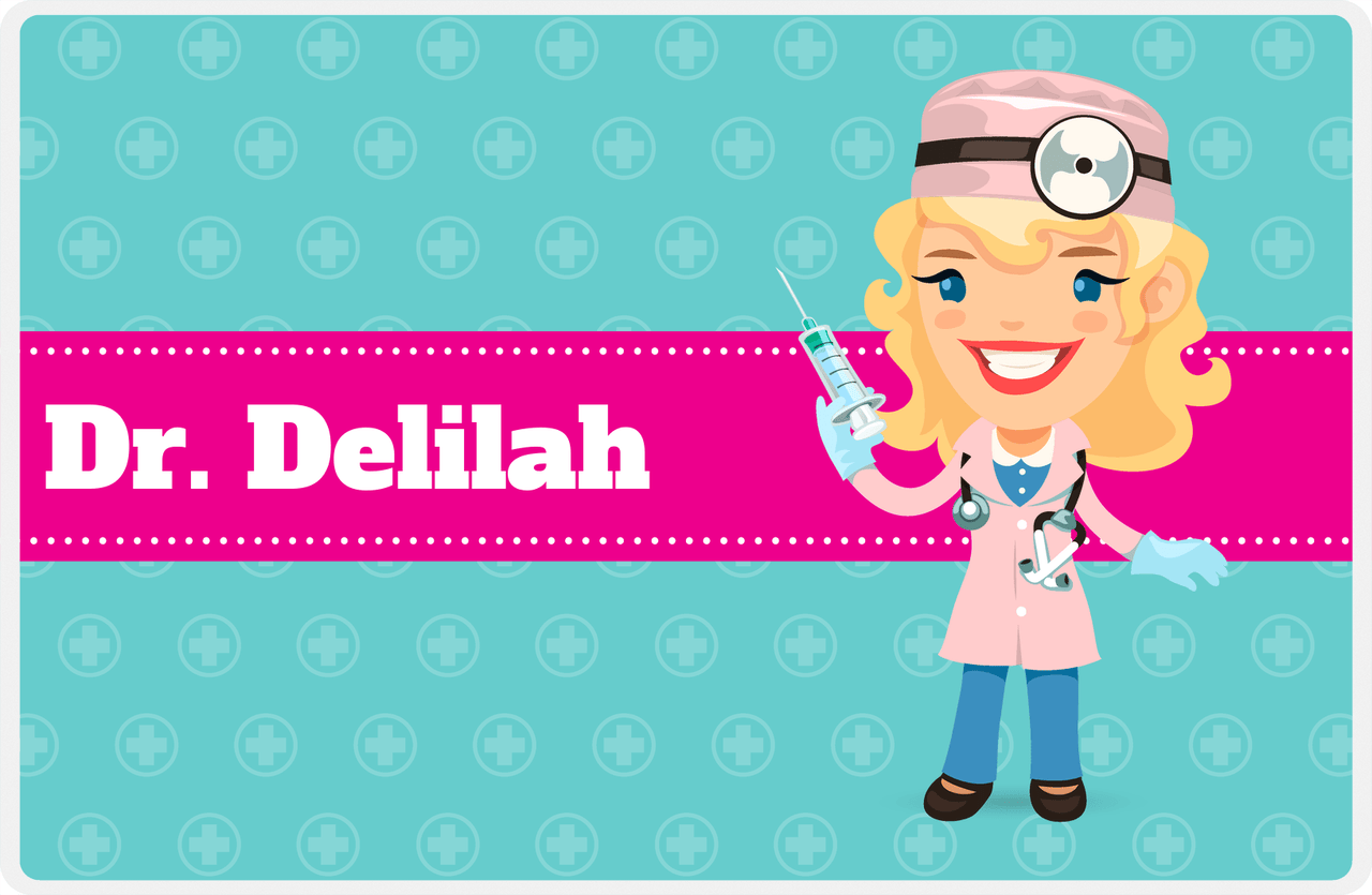 Personalized Doctors & Nurses Placemat XVIII - Blonde Girl -  View