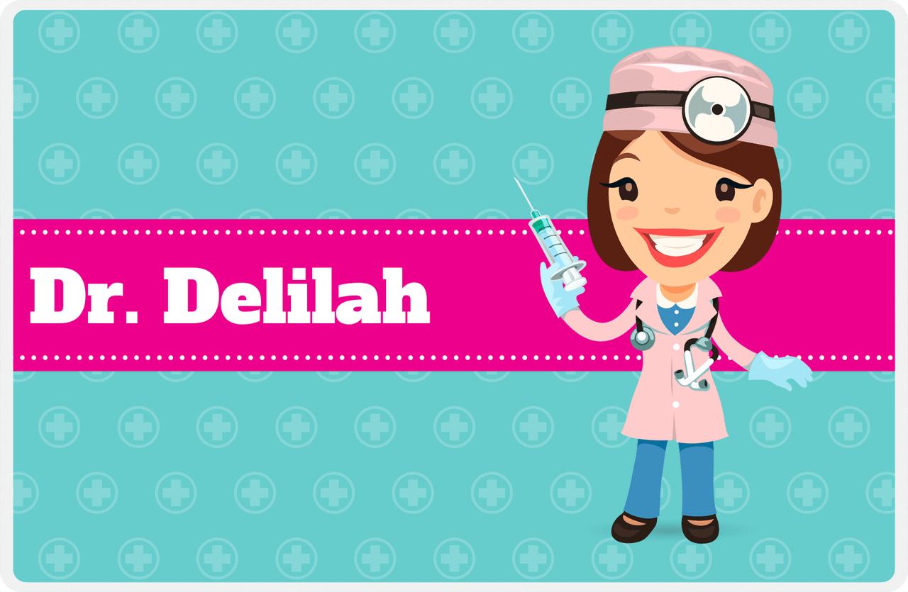 Personalized Doctors & Nurses Placemat XVIII - Brunette Girl -  View