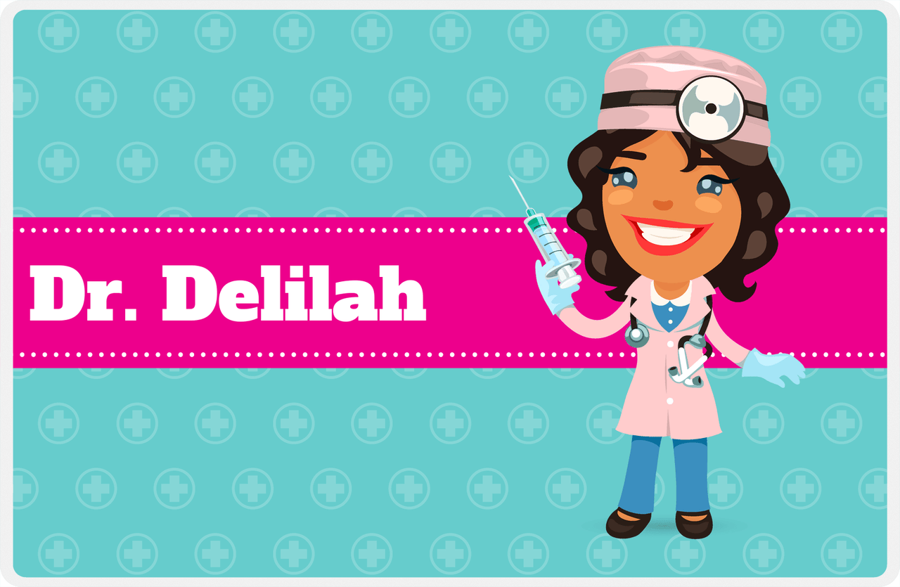 Personalized Doctors & Nurses Placemat XVIII - Black Girl I -  View