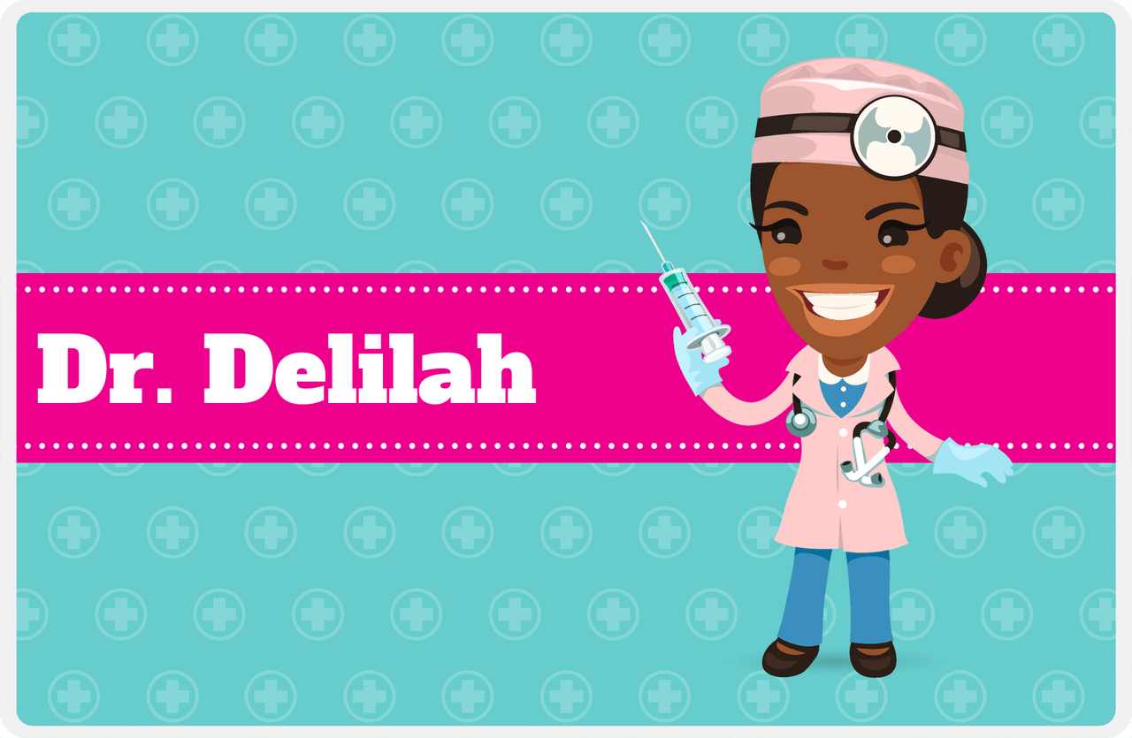 Personalized Doctors & Nurses Placemat XVIII - Black Girl II -  View
