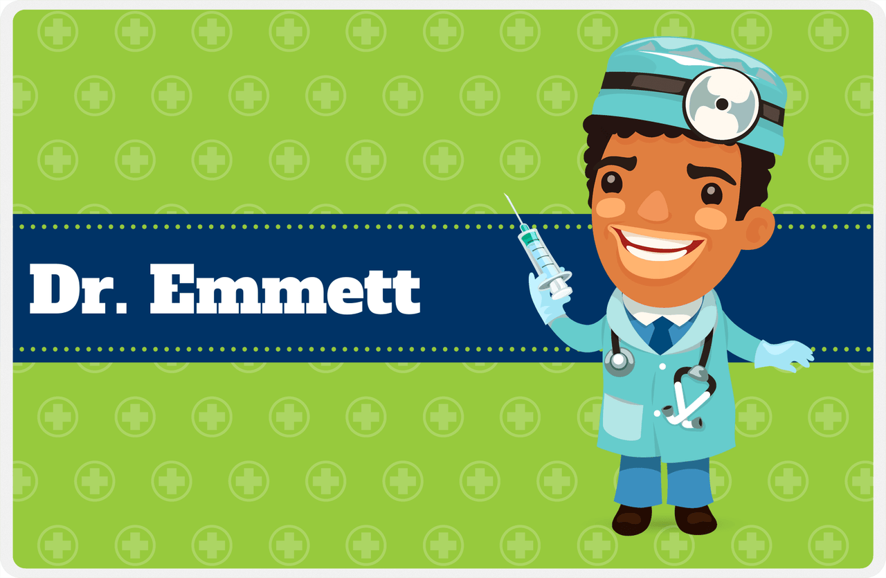 Personalized Doctors & Nurses Placemat XIX - Black Boy I -  View