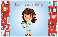 Thumbnail for Personalized Doctors & Nurses Placemat XX - Gear Pattern - Brunette Girl -  View