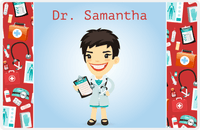 Thumbnail for Personalized Doctors & Nurses Placemat XX - Gear Pattern - Asian Girl -  View