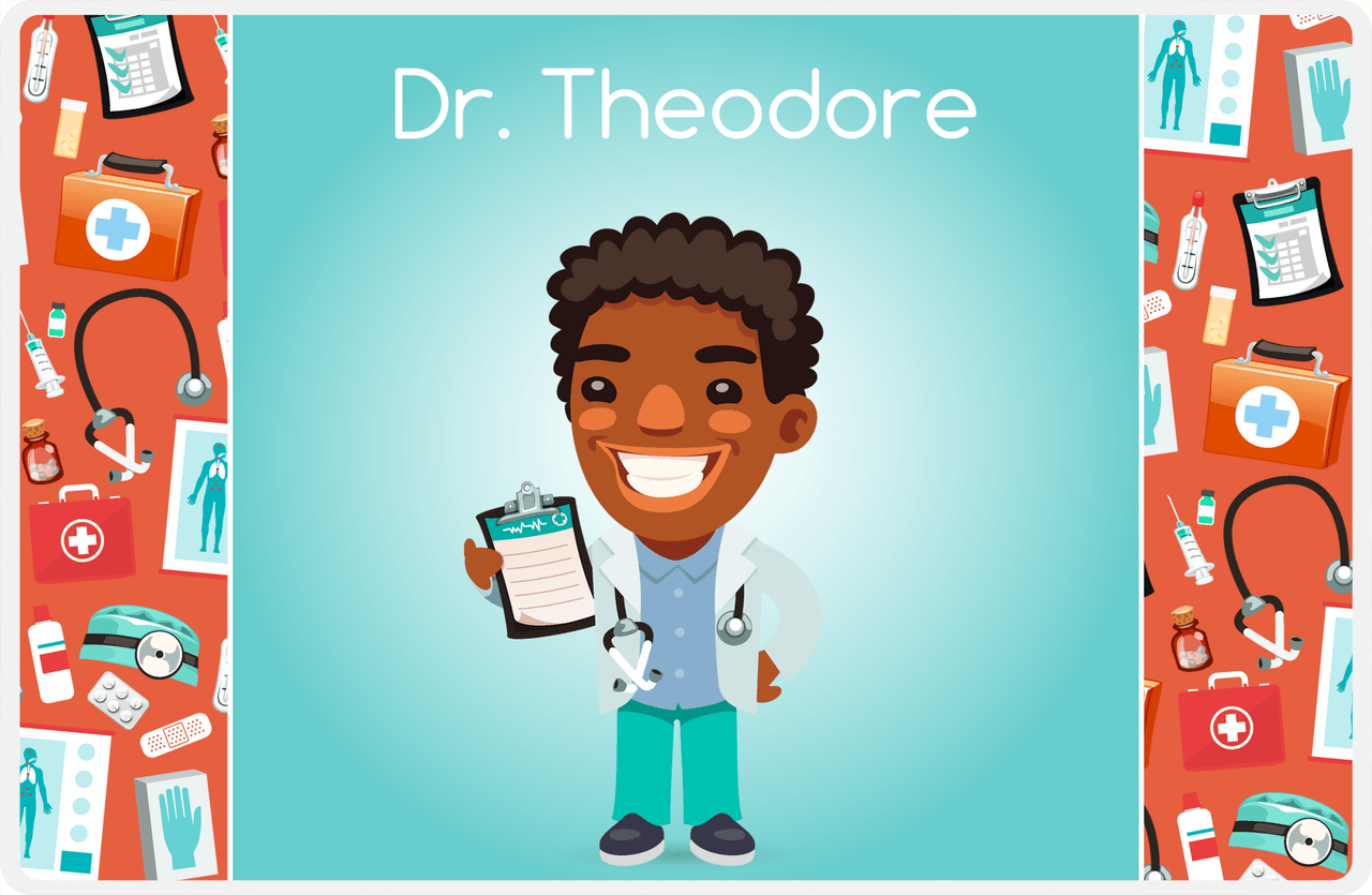 Personalized Doctors & Nurses Placemat XXI - Gear Pattern - Black Boy II -  View