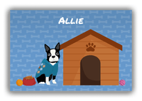 Thumbnail for Personalized Dogs Canvas Wrap & Photo Print XVI - Blue Background - Boston Terrier - Front View