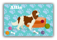 Thumbnail for Personalized Dogs Canvas Wrap & Photo Print I - Teal Background - Cavalier King Charles Spaniel - Front View