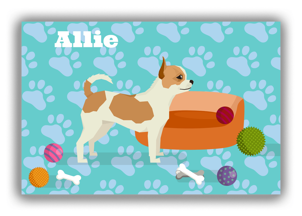 Personalized Dogs Canvas Wrap & Photo Print I - Teal Background - Chihuahua - Front View