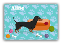 Thumbnail for Personalized Dogs Canvas Wrap & Photo Print I - Teal Background - Dachshund - Front View