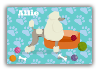 Thumbnail for Personalized Dogs Canvas Wrap & Photo Print I - Teal Background - Poodle - Front View