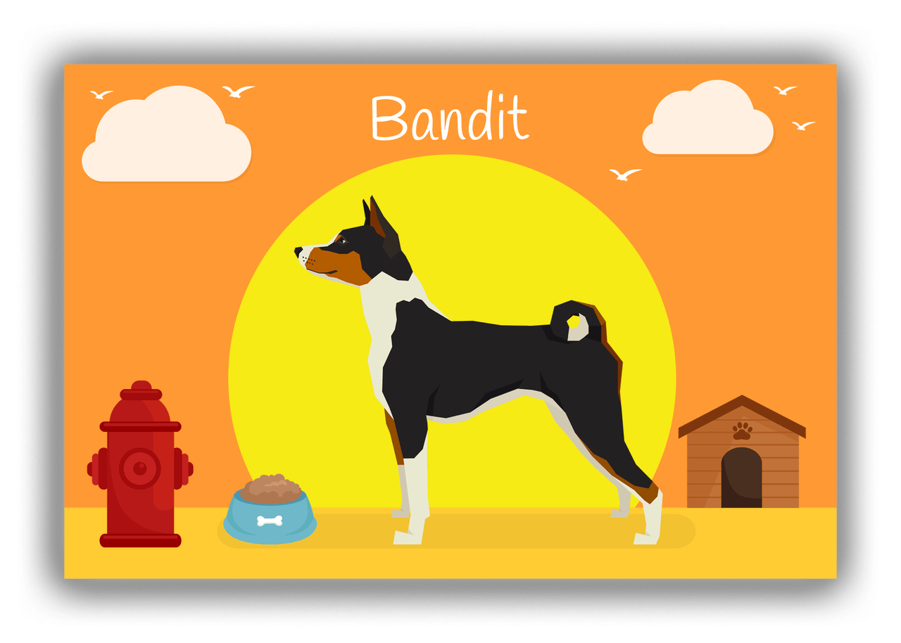 Personalized Dogs Canvas Wrap & Photo Print II - Orange Background - Basenji - Front View