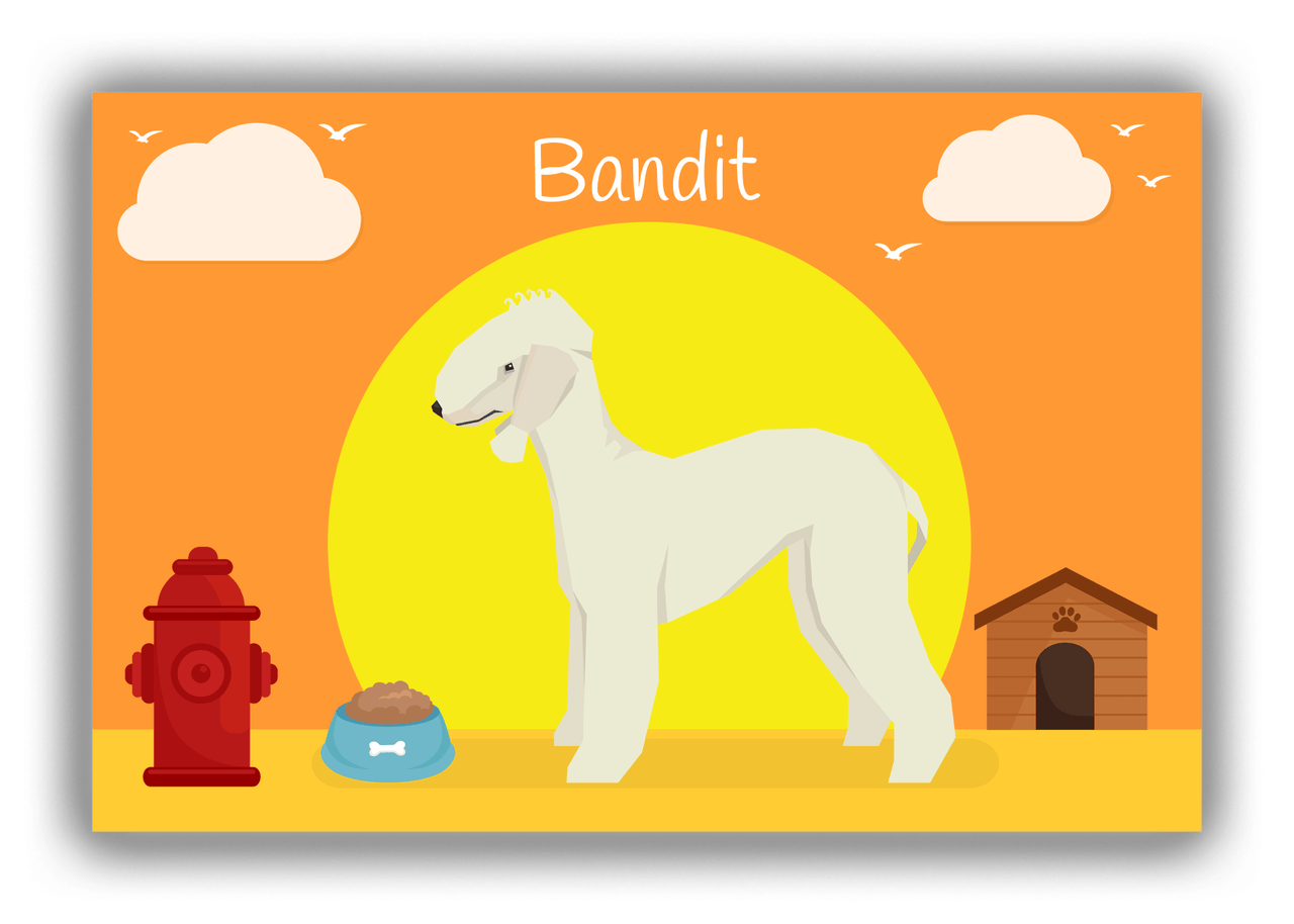 Personalized Dogs Canvas Wrap & Photo Print II - Orange Background - Bedlington Terrier - Front View