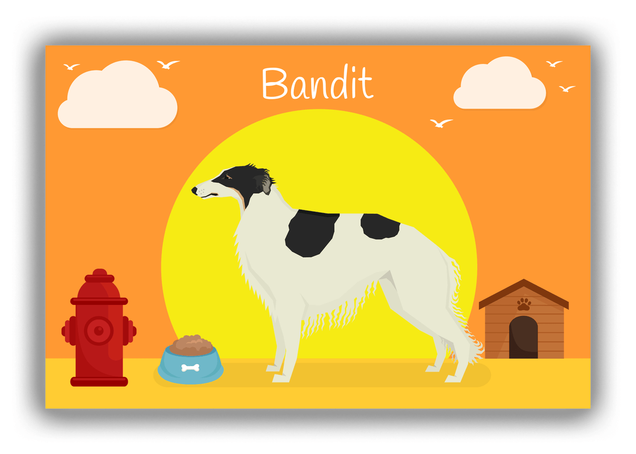 Personalized Dogs Canvas Wrap & Photo Print II - Orange Background - Borzoi - Front View