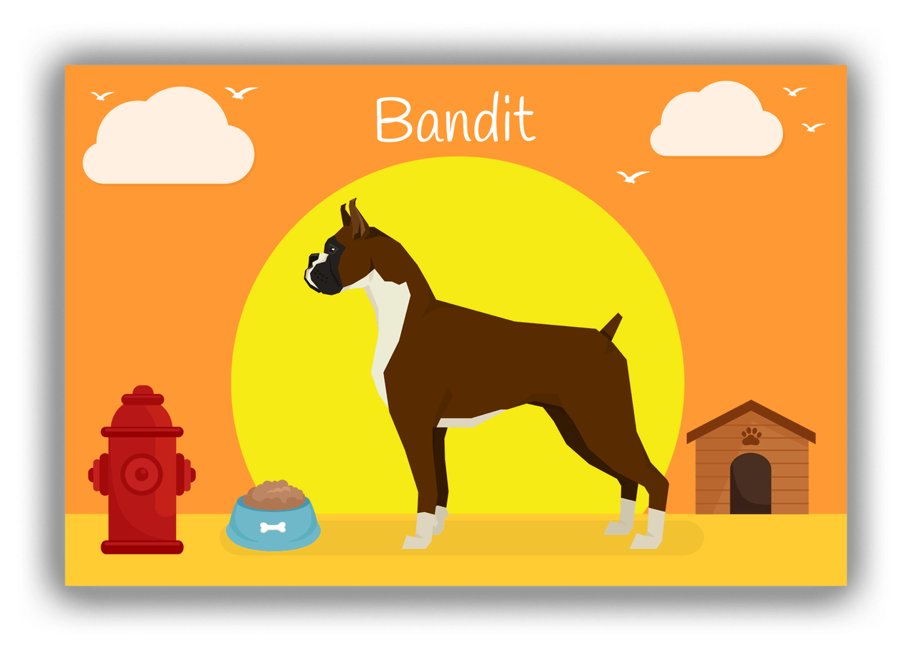 Personalized Dogs Canvas Wrap & Photo Print II - Orange Background - Boxer - Front View