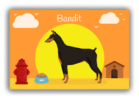 Thumbnail for Personalized Dogs Canvas Wrap & Photo Print II - Orange Background - Doberman - Front View