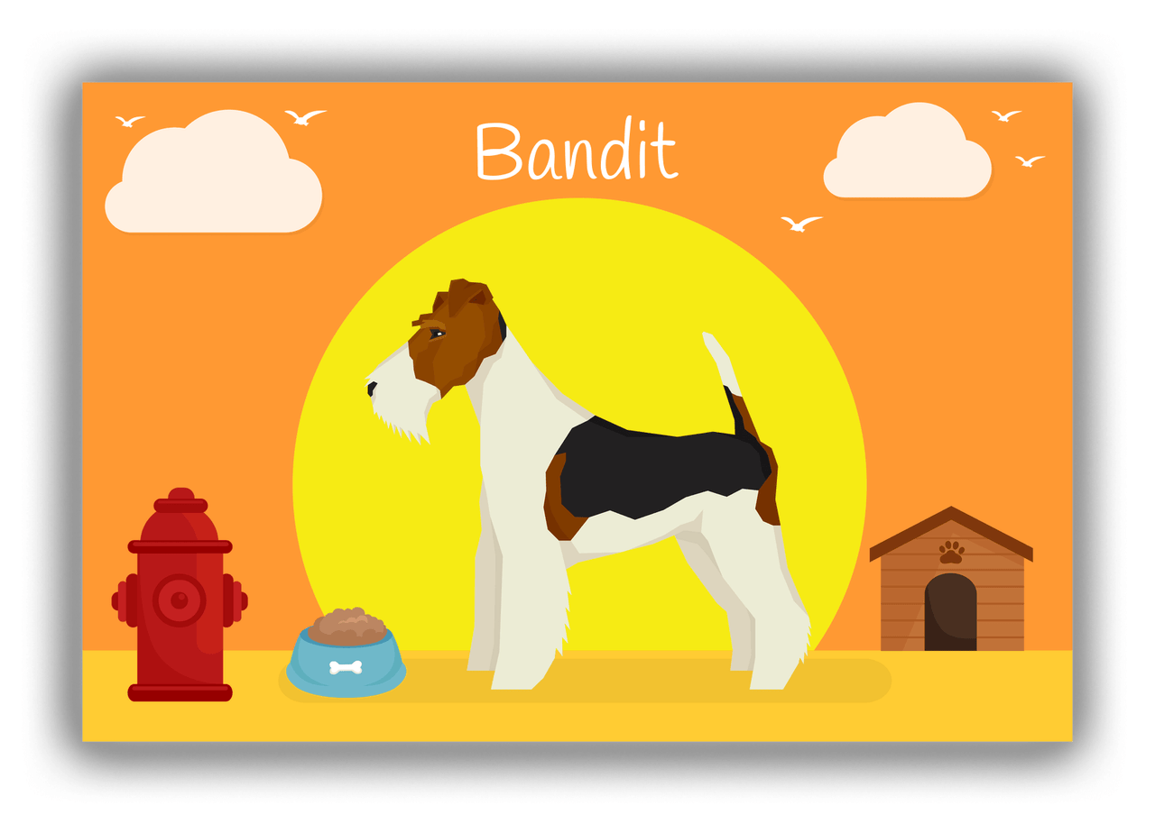 Personalized Dogs Canvas Wrap & Photo Print II - Orange Background - Fox Terrier - Front View
