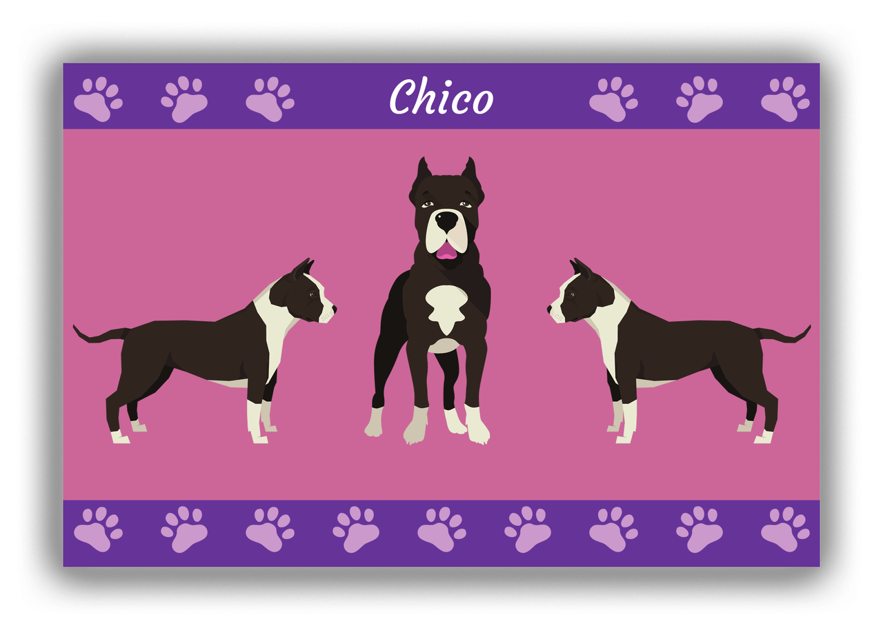 Personalized Dogs Canvas Wrap & Photo Print III - Purple Background - American Staffordshire Terrier - Front View