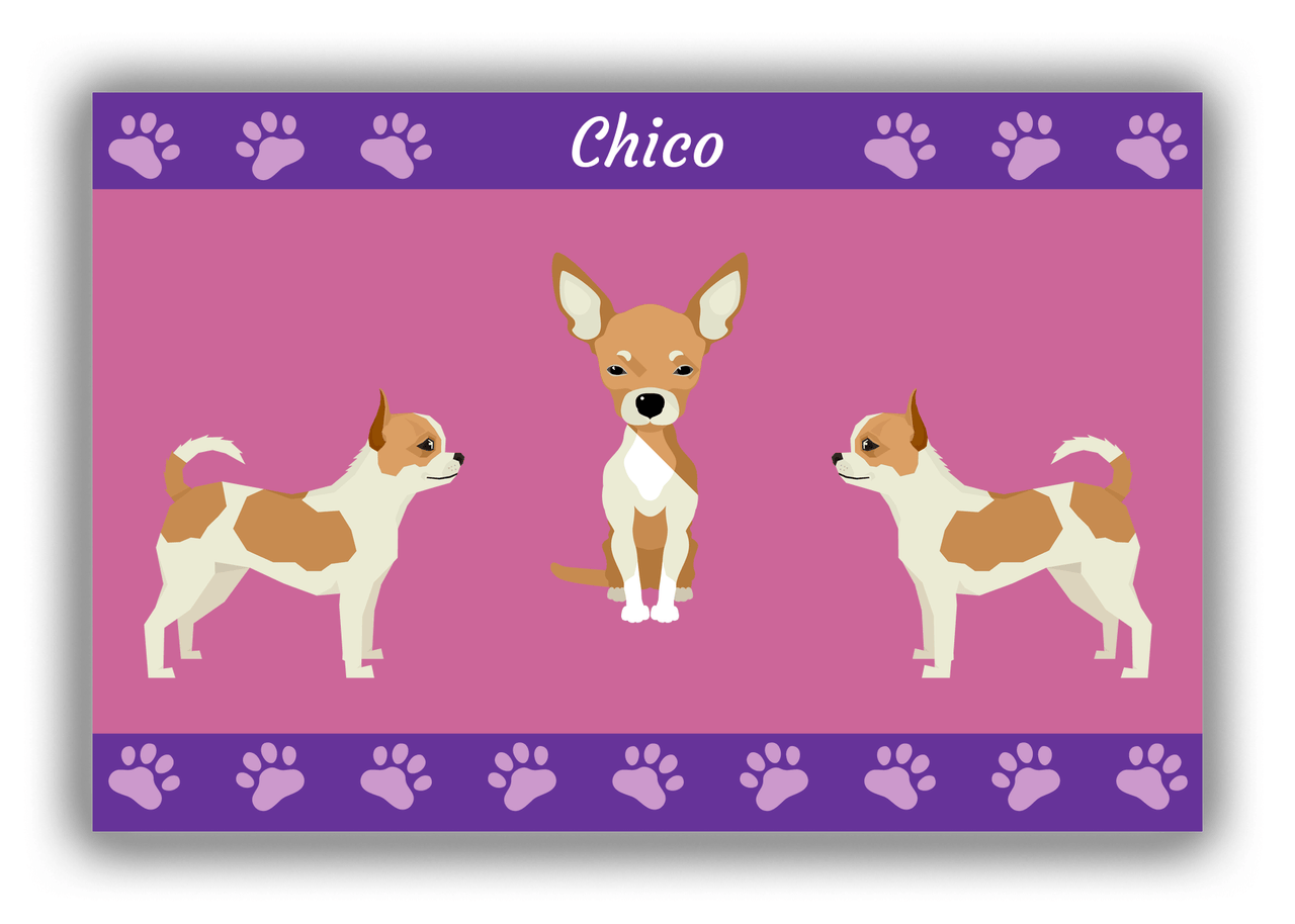 Personalized Dogs Canvas Wrap & Photo Print III - Purple Background - Chihuahua - Front View