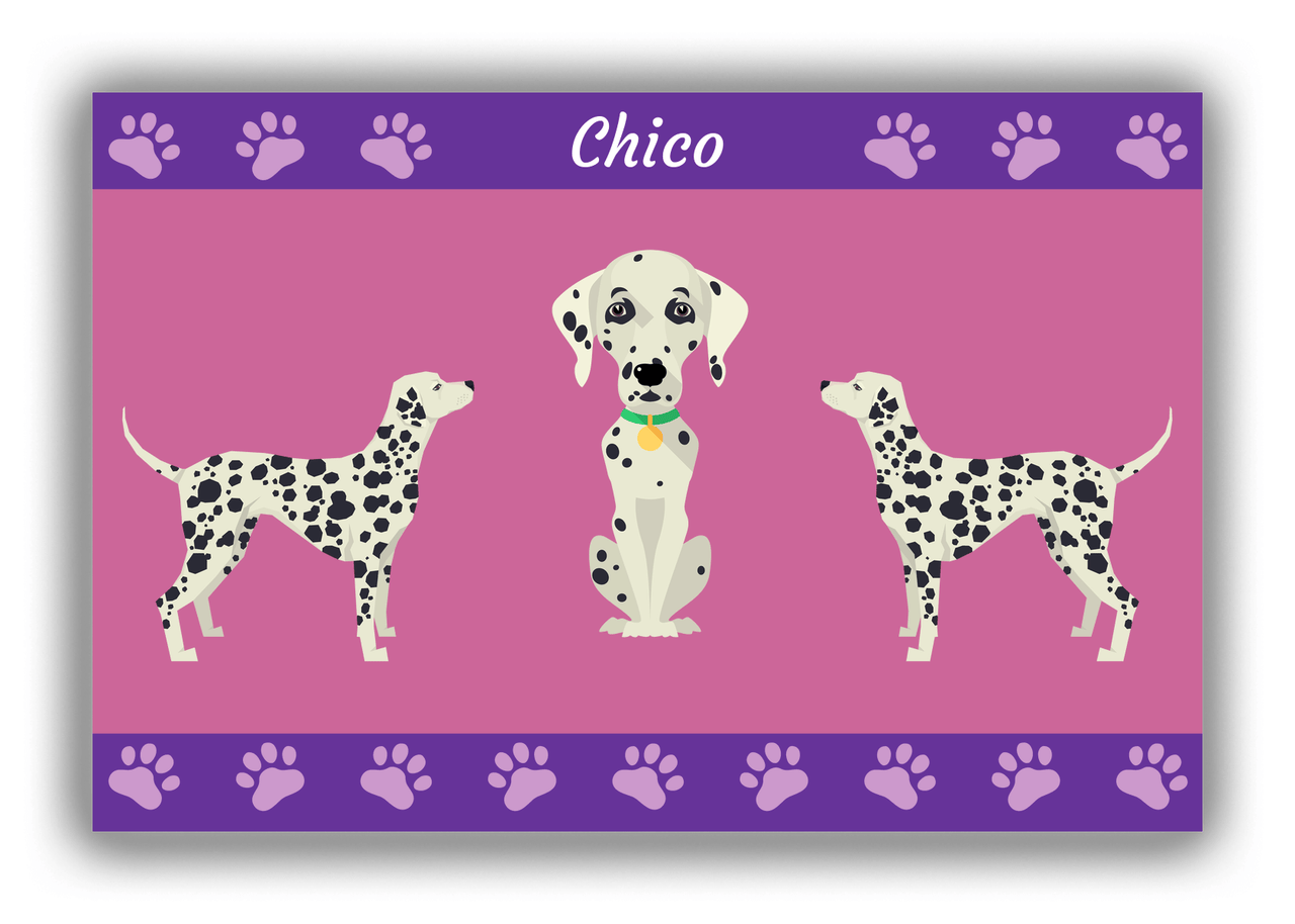 Personalized Dogs Canvas Wrap & Photo Print III - Purple Background - Dalmatian - Front View