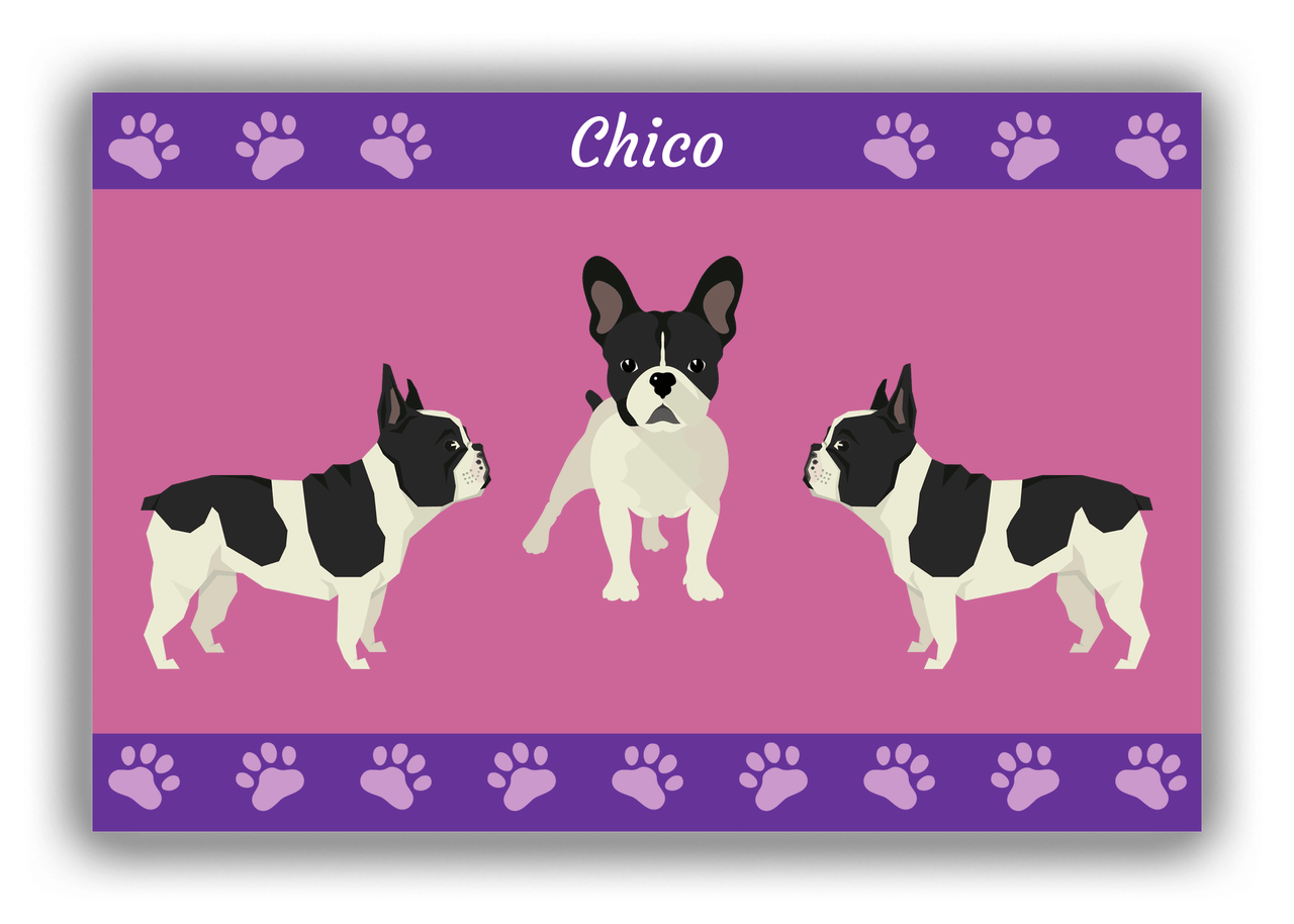 Personalized Dogs Canvas Wrap & Photo Print III - Purple Background - French Bulldog - Front View