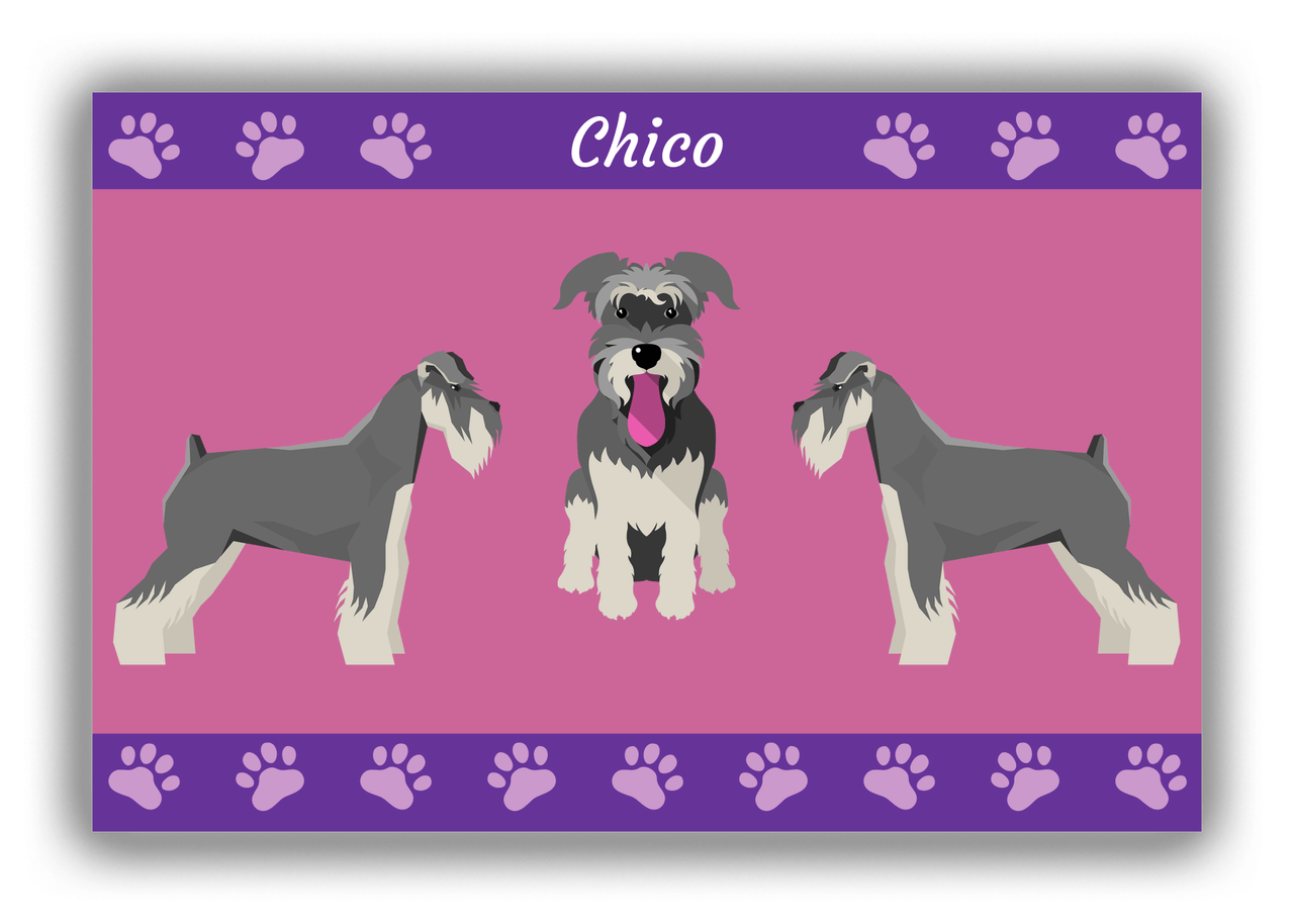 Personalized Dogs Canvas Wrap & Photo Print III - Purple Background - Schnauzer - Front View