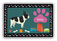 Thumbnail for Personalized Dogs Canvas Wrap & Photo Print IV - Teal Background - French Bulldog - Front View
