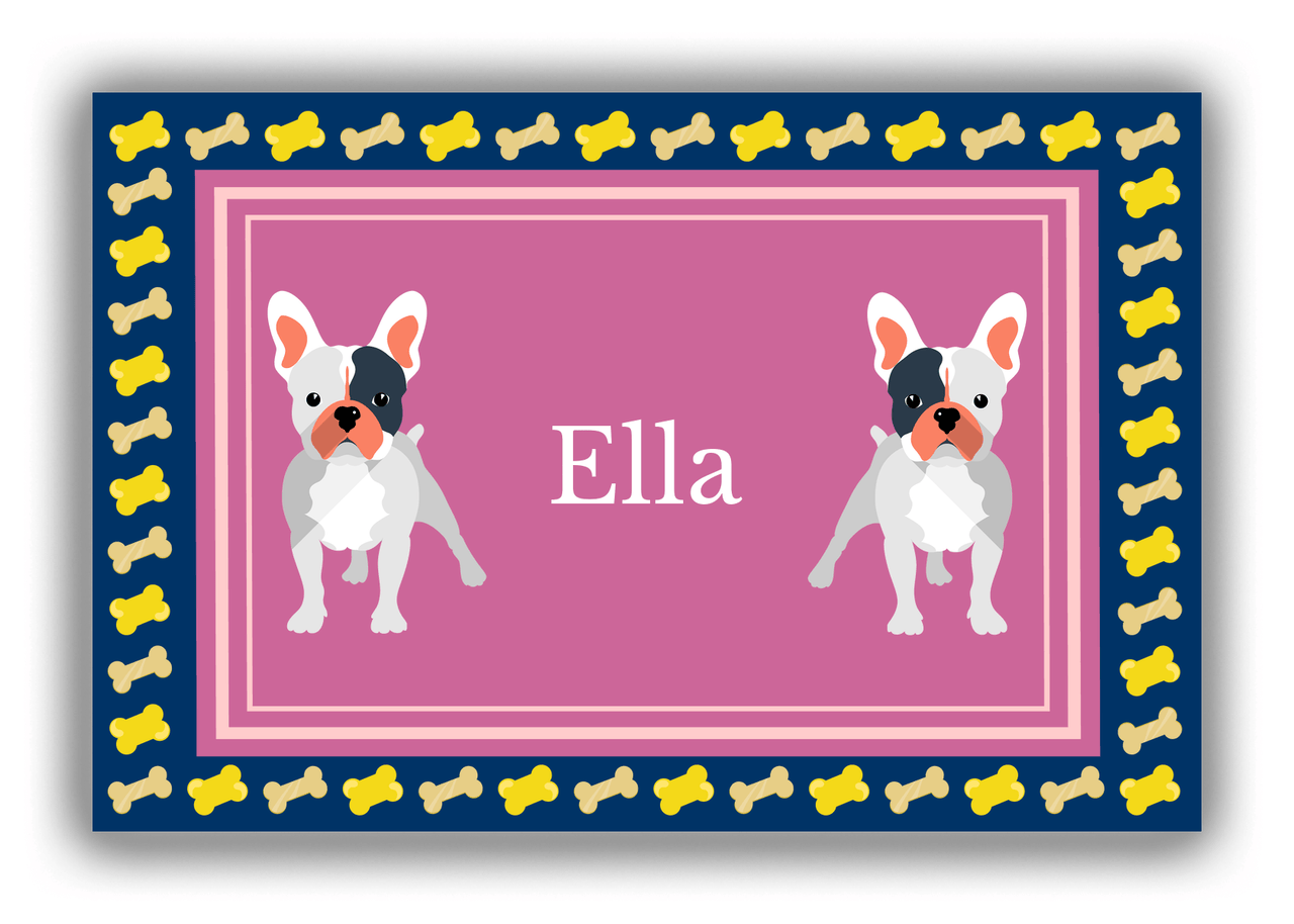 Personalized Dogs Canvas Wrap & Photo Print V - Purple Background - French Bulldog - Front View