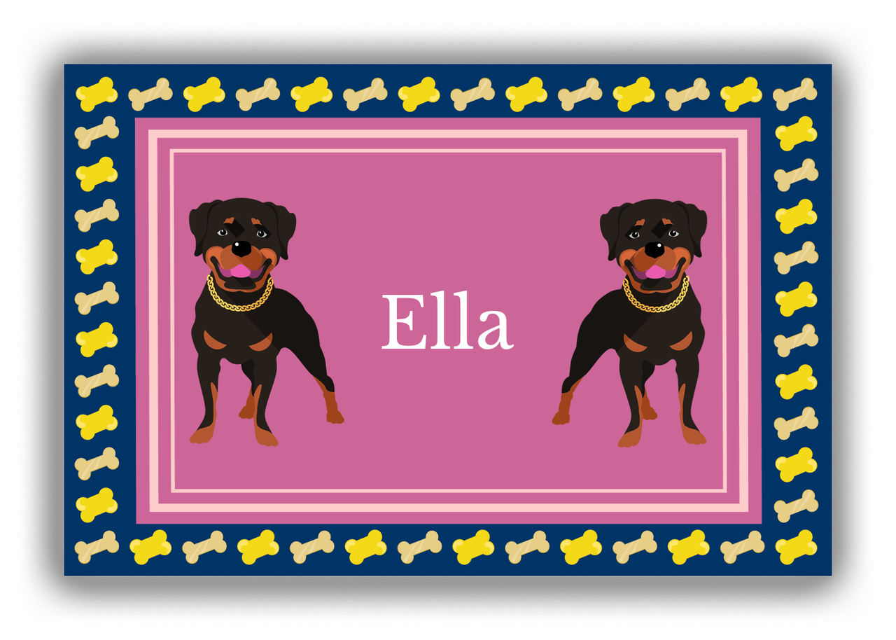 Personalized Dogs Canvas Wrap & Photo Print V - Purple Background - Rottweiler - Front View