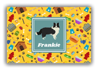 Thumbnail for Personalized Dogs Canvas Wrap & Photo Print VI - Yellow Background - Border Collie - Front View
