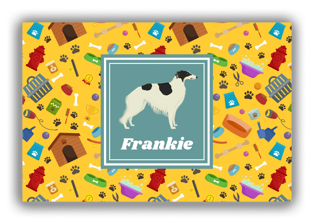 Personalized Dogs Canvas Wrap & Photo Print VI - Yellow Background - Borzoi - Front View