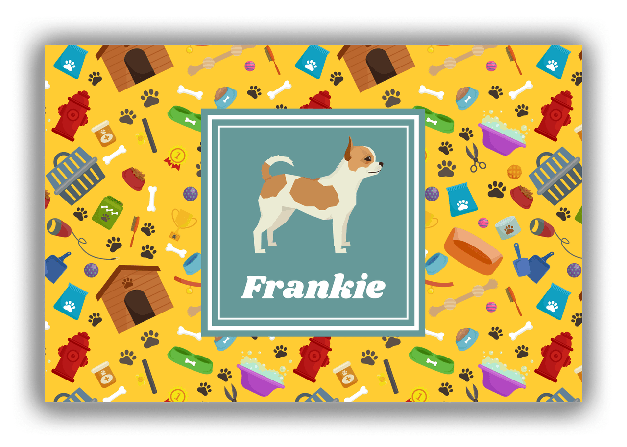 Personalized Dogs Canvas Wrap & Photo Print VI - Yellow Background - Chihuahua - Front View