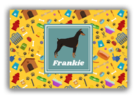 Thumbnail for Personalized Dogs Canvas Wrap & Photo Print VI - Yellow Background - Doberman - Front View