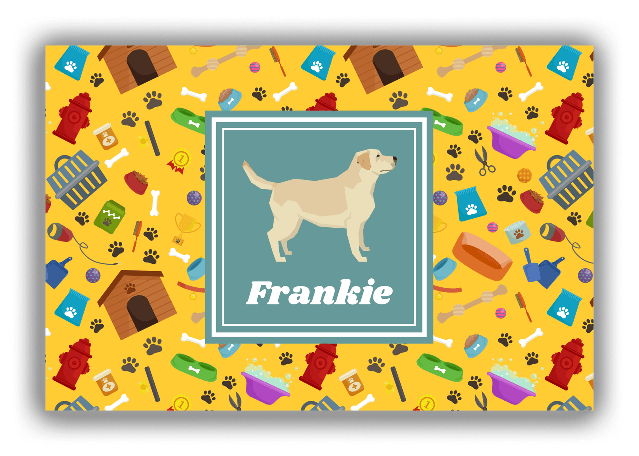 Personalized Dogs Canvas Wrap & Photo Print VI - Yellow Background - Labrador Retriever - Front View