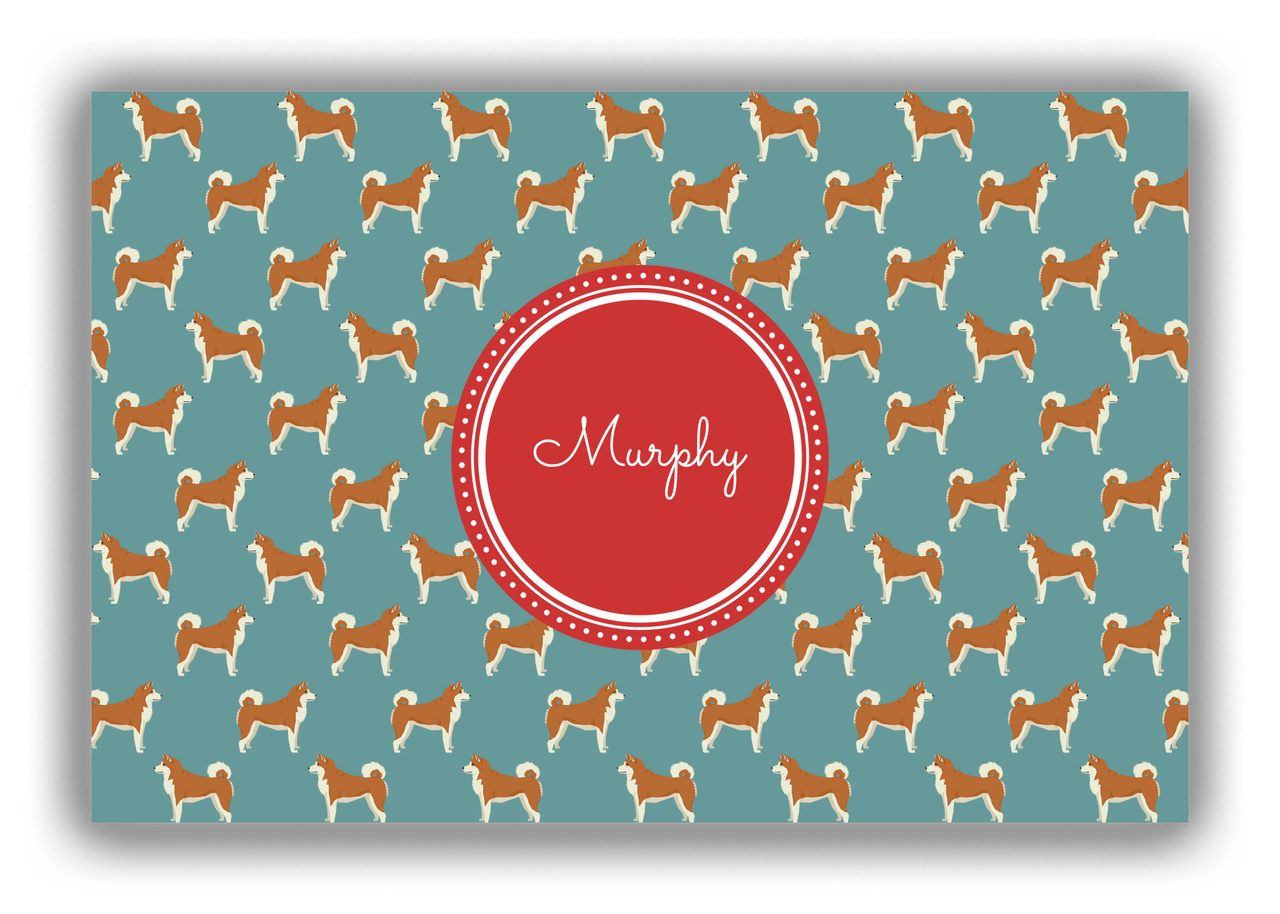 Personalized Dogs Canvas Wrap & Photo Print IX - Teal Background - Akita Inu - Front View