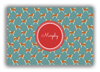 Thumbnail for Personalized Dogs Canvas Wrap & Photo Print IX - Teal Background - Akita Inu - Front View