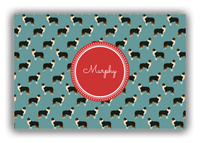 Thumbnail for Personalized Dogs Canvas Wrap & Photo Print IX - Teal Background - Australian Shepherd - Front View