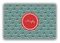 Thumbnail for Personalized Dogs Canvas Wrap & Photo Print IX - Teal Background - Basset Hound - Front View