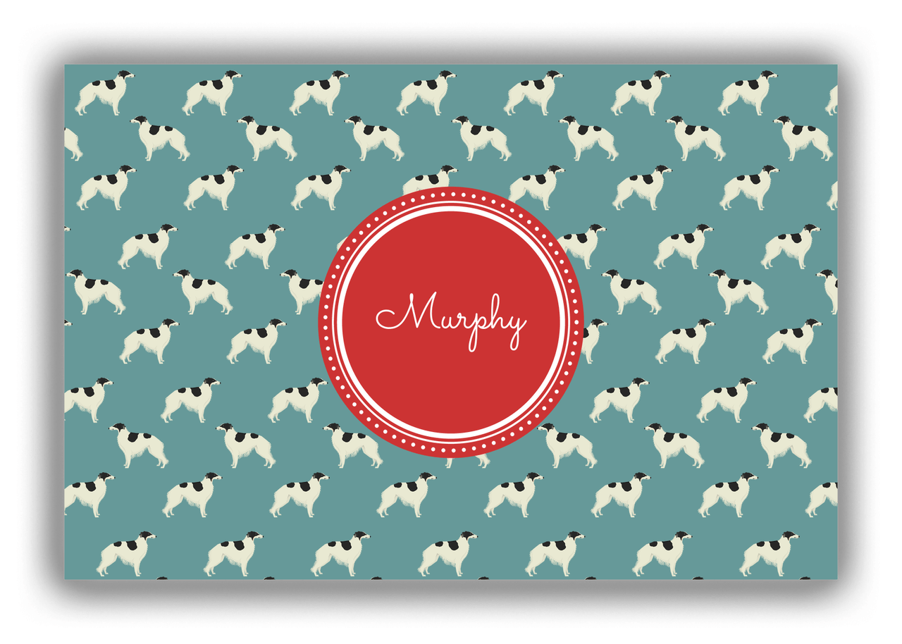 Personalized Dogs Canvas Wrap & Photo Print IX - Teal Background - Borzoi - Front View