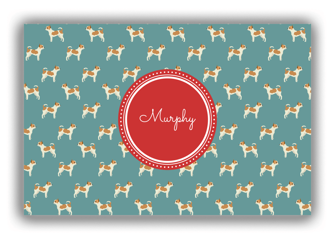 Personalized Dogs Canvas Wrap & Photo Print IX - Teal Background - Chihuahua - Front View