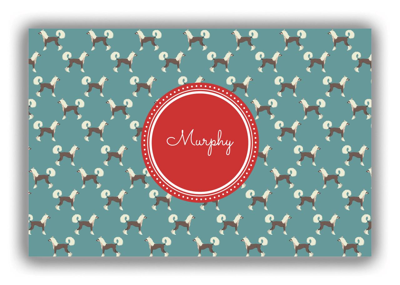 Personalized Dogs Canvas Wrap & Photo Print IX - Teal Background - Chinese Crested Dog - Front View
