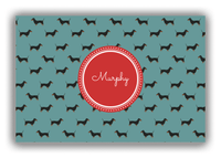 Thumbnail for Personalized Dogs Canvas Wrap & Photo Print IX - Teal Background - Dachshund - Front View