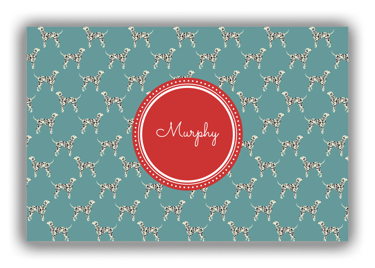 Personalized Dogs Canvas Wrap & Photo Print IX - Teal Background - Dalmatian - Front View