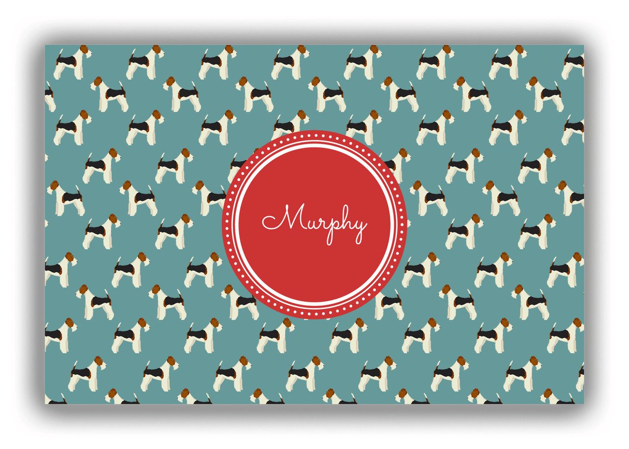 Personalized Dogs Canvas Wrap & Photo Print IX - Teal Background - Fox Terrier - Front View