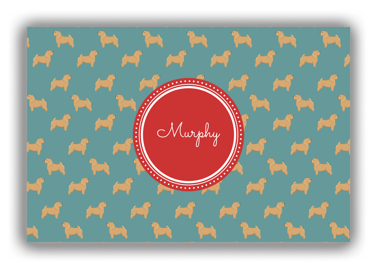 Personalized Dogs Canvas Wrap & Photo Print IX - Teal Background - Norwich Terrier - Front View
